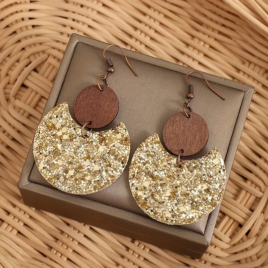 Retro Round Brown Earrings