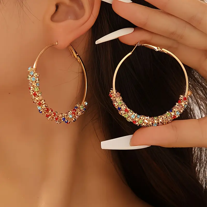 Vibrant Crystal Hoop Earrings