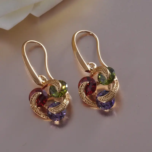 Vibrant Gold Earrings with Zirconia Accents