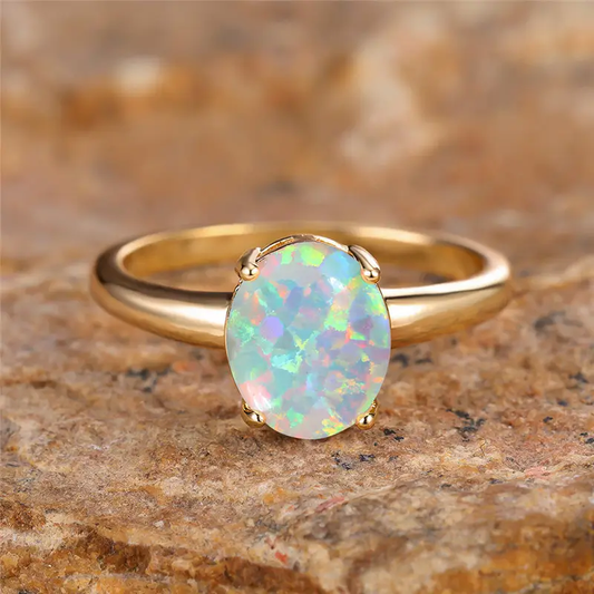 Classic Golden Ring with Vintage Opal