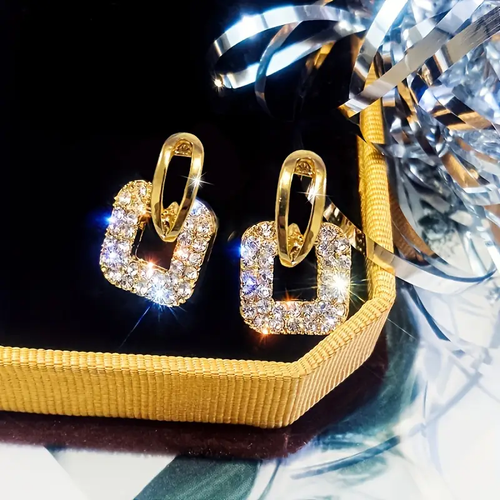 Radiant Square Gold Hollow Earrings