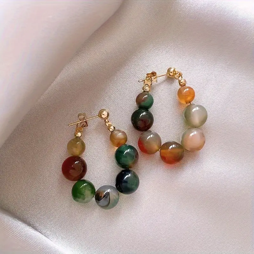 Vibrant Gemstone Hoop Earrings