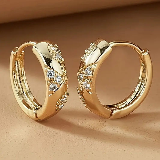 Radiant Gold Sparkle Hoop Earrings