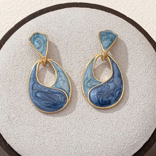 Ocean-Inspired Blue Enamel Earrings