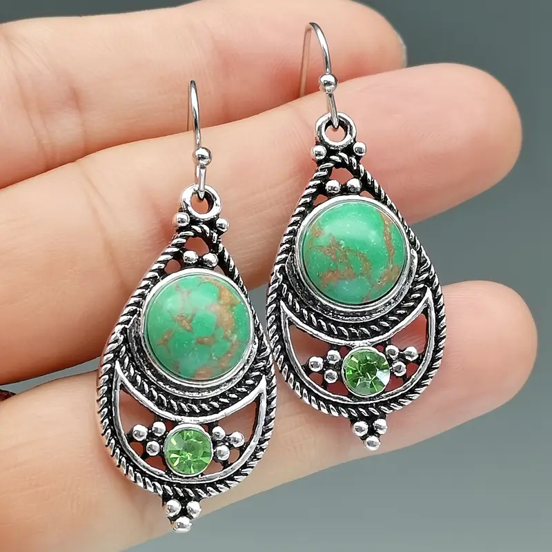 Emerald Stone Mandala Earrings