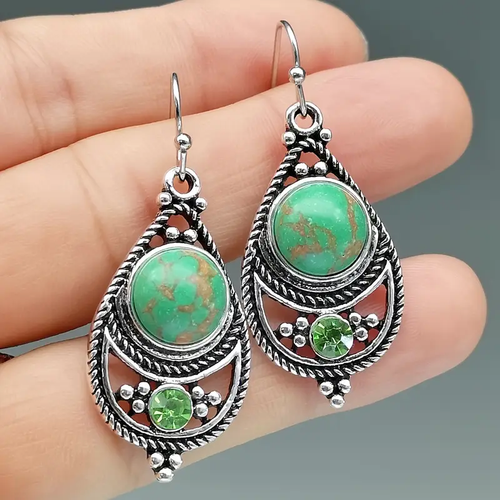 Emerald Stone Mandala Earrings