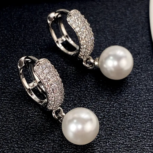 Radiant Silver Pearl Earrings