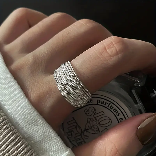 Multi-Layered Shimmering Silver Ring