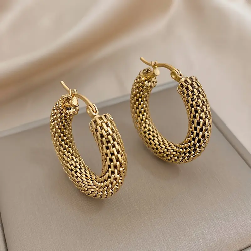 Hoop Earrings with Golden Scale Design