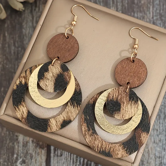 Retro Leopard Print Hoop Earrings