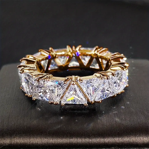 Radiant Gold Ring with Inlaid Bright Crystals