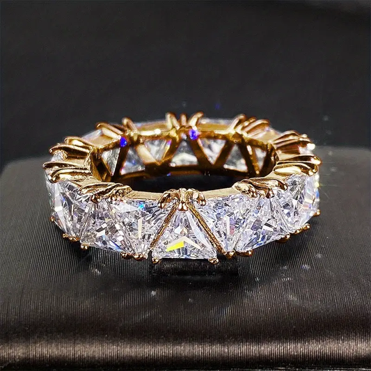 Radiant Gold Ring with Inlaid Bright Crystals