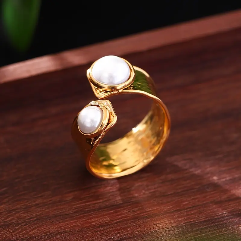 Gold Open Pearl Ring