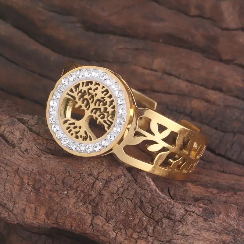 Radiant Gold Tree of Life Ring