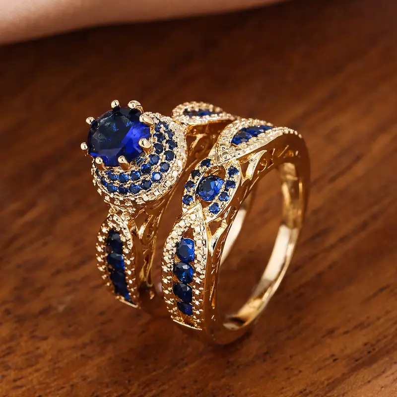 Set of Blue Zirconia Rings