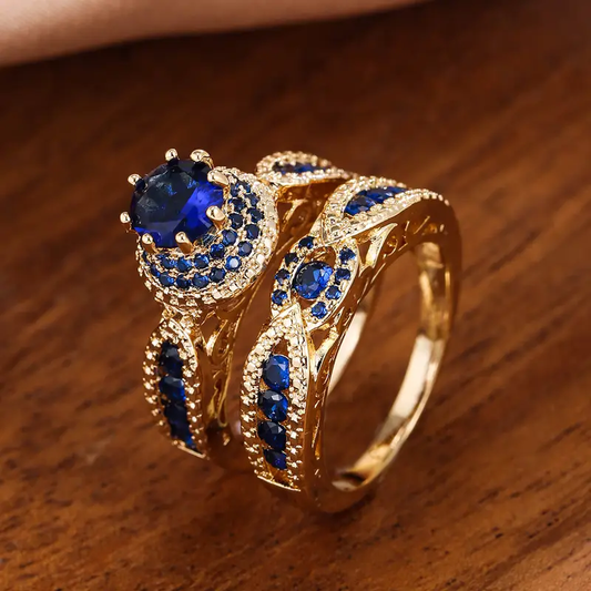 Set of Blue Zirconia Rings