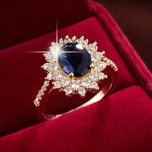 Vibrant Blue Dark Zirconia Ring