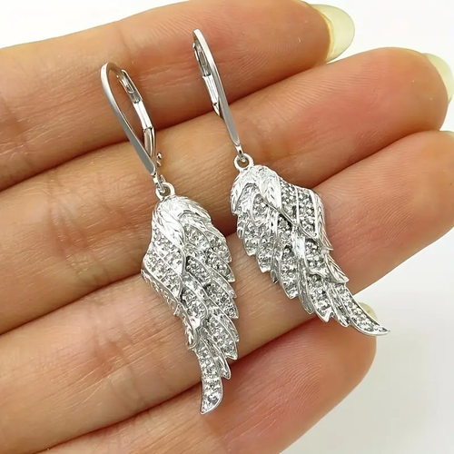 Radiant Silver Earrings with Wing Design