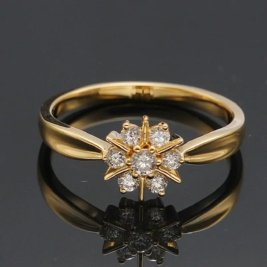 Gold Daisy Ring with Zirconia Accents