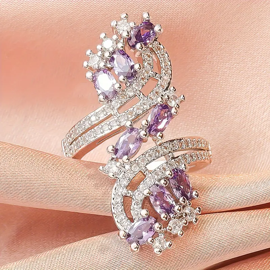 Twisted Purple Zirconia Ring