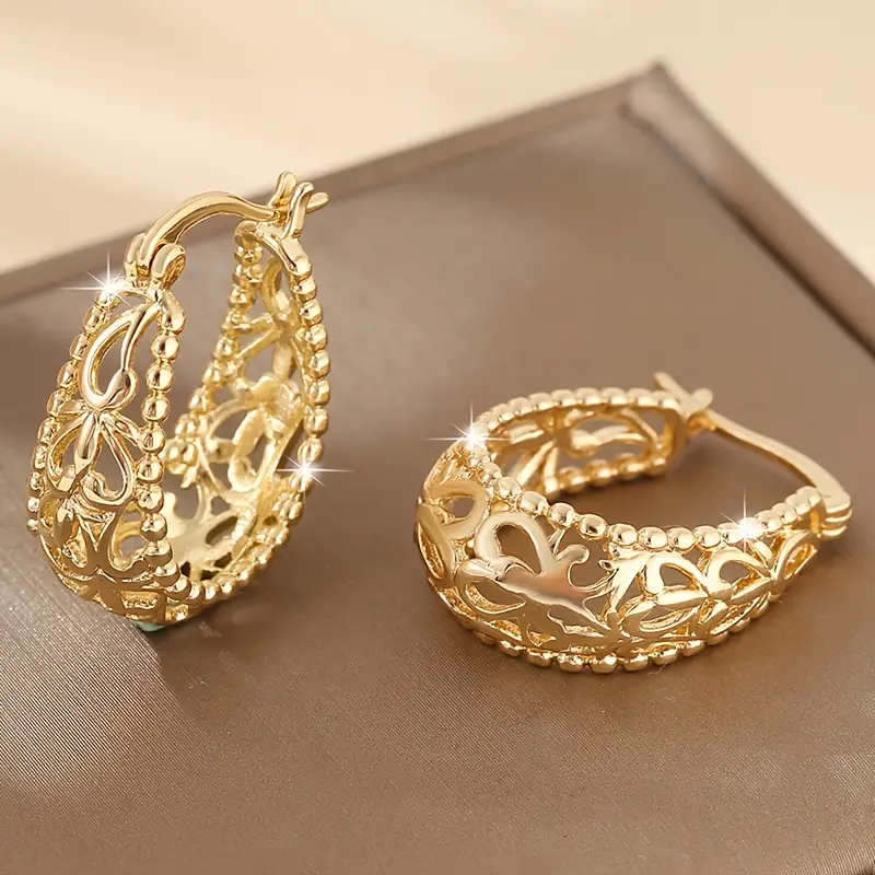 Elegant Hollow Gold Basket Earrings