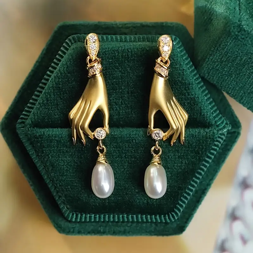 Elegant Golden Pearl Drop Earrings