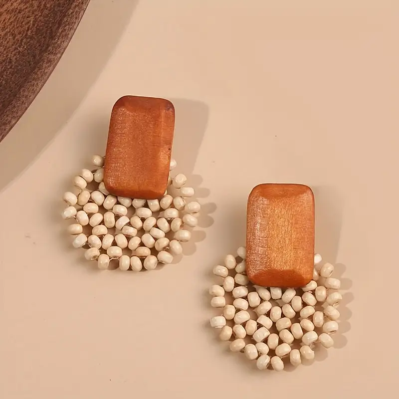 Retro Brown and White Earrings