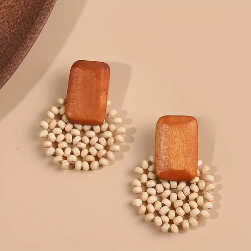 Retro Brown and White Earrings