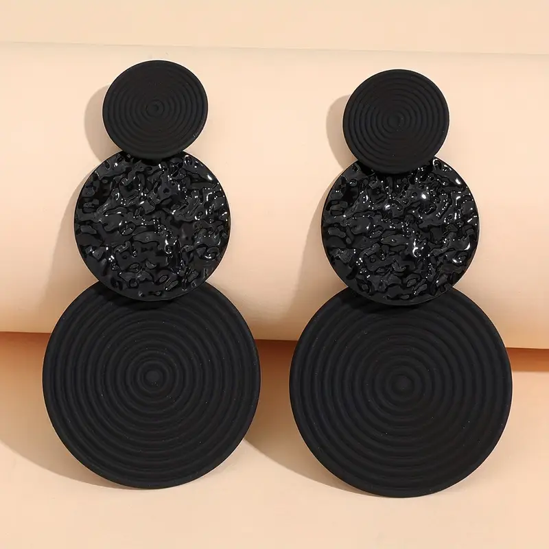 Round Black Earrings