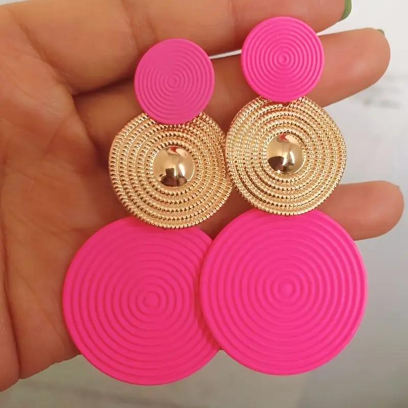 Round Pink Earrings
