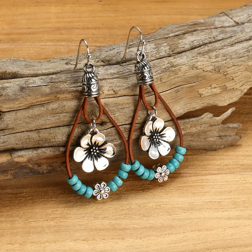 Flower-Inspired Leather Earrings