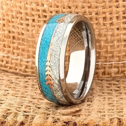 Retro Silver Ring with Enamel Detail