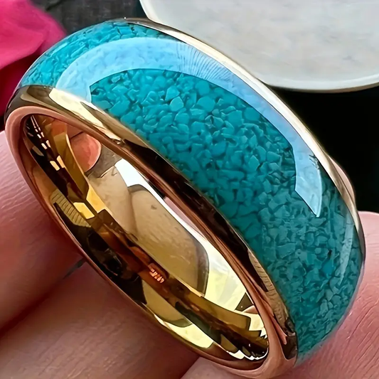 Retro Blue Enamel Gold Ring
