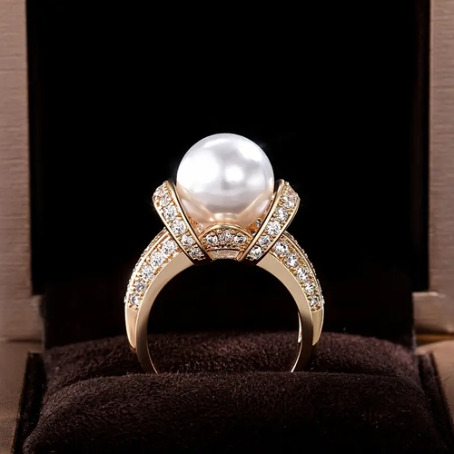 Radiant Pearl Sparkle Ring
