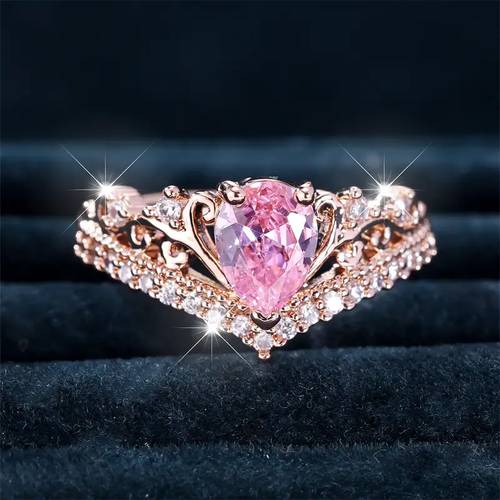 Rose Gold Pink Drop Ring