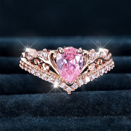 Rose Gold Pink Drop Ring