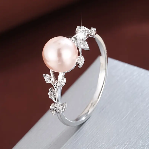 Silver Ring with Rose Pearl