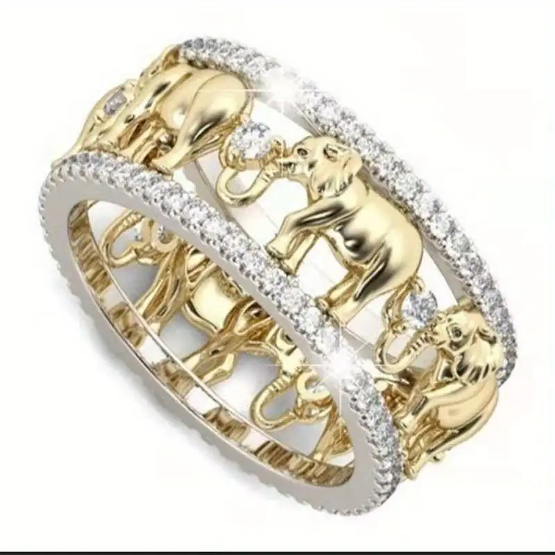 Radiant Gold Elephant Ring