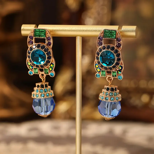 Vibrant Blue Crystal Drop Earrings
