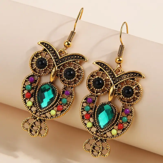 Colorful Vintage Owl Earrings