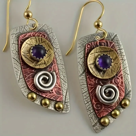 Antique Brown and Silver Earrings