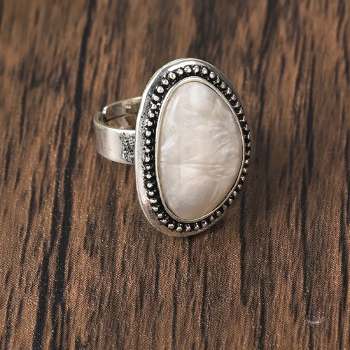 Antique Silver Ring with White Stone
