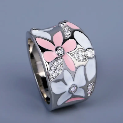 Retro Daisy Enamel Ring