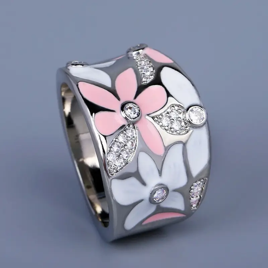 Retro Daisy Enamel Ring