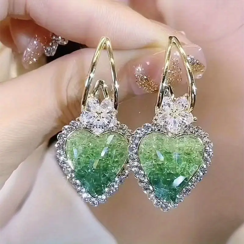 Vibrant Green Heart-Shaped Earrings
