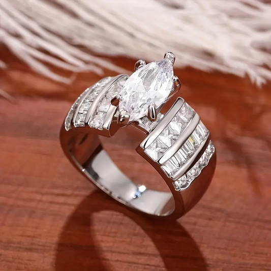 Silver Ring with Oval Zirconia