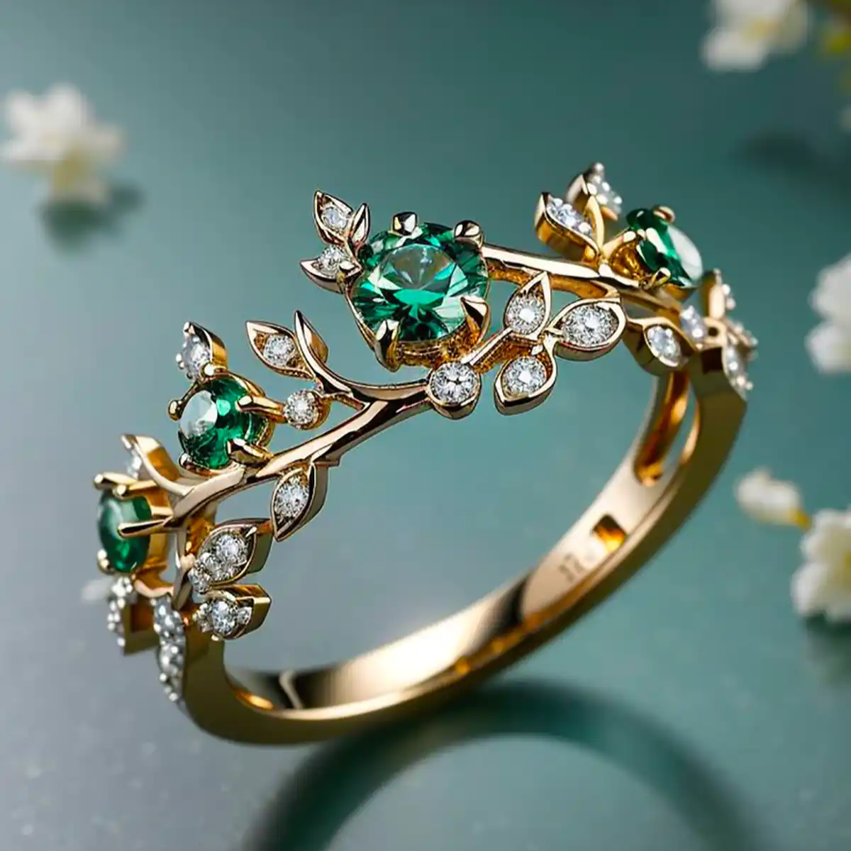 Exquisite Green Zirconia Gold Ring