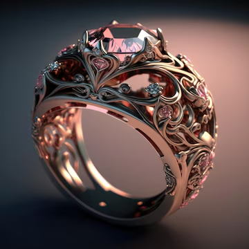 Antique-Inspired Golden Leaf Red Zirconia Ring