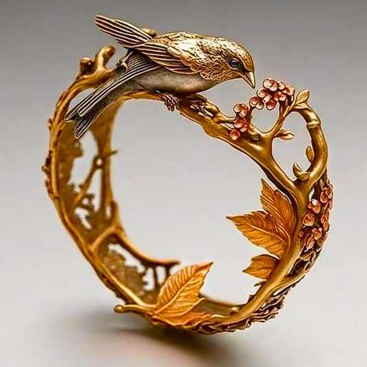 Antique Golden Hummingbird Ring