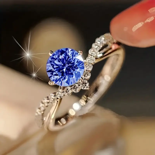 Stunning Crystal Blue Statement Ring